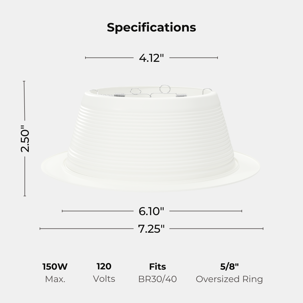 6 INCH RECESSED BAFFLE TRIM, WHITE Four Bros Lighting