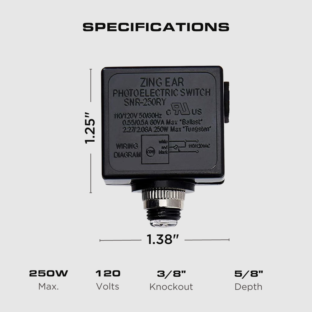 120V Dusk to Dawn Photocell Photoeye Light Sensor Switch, Auto On/Off