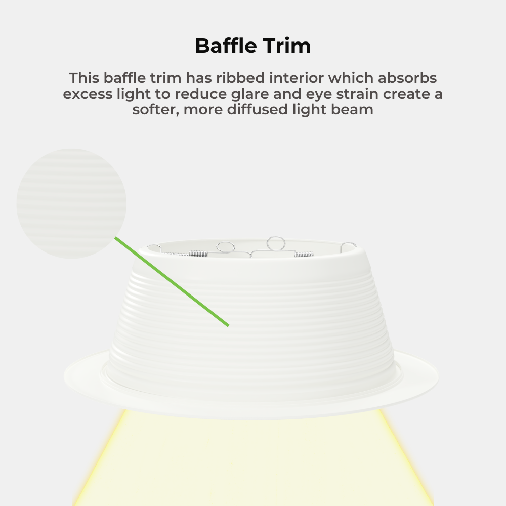 6 INCH RECESSED BAFFLE TRIM, WHITE Four Bros Lighting