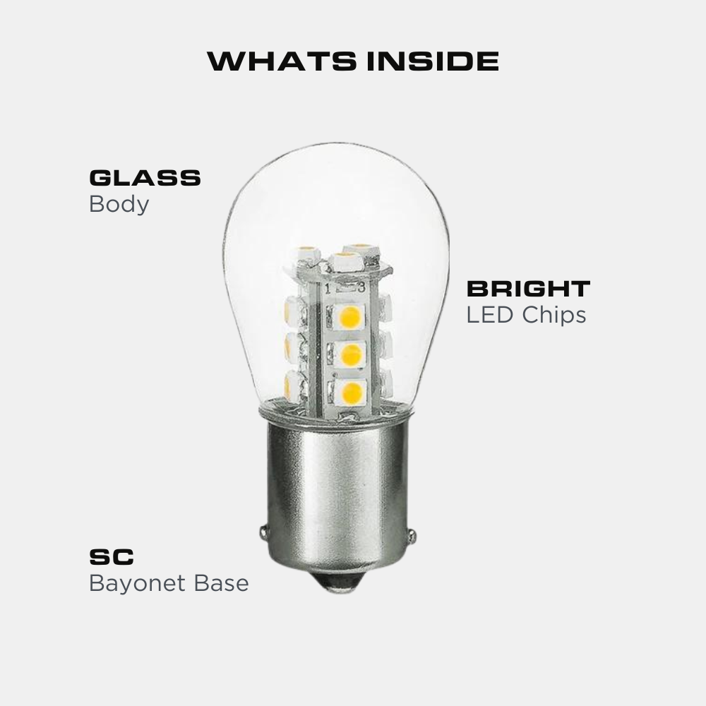 1156/1141/1003 1.5W LED S8 Bulb, Low Voltage 12V, Single Contact, BA15S Base, 3000K