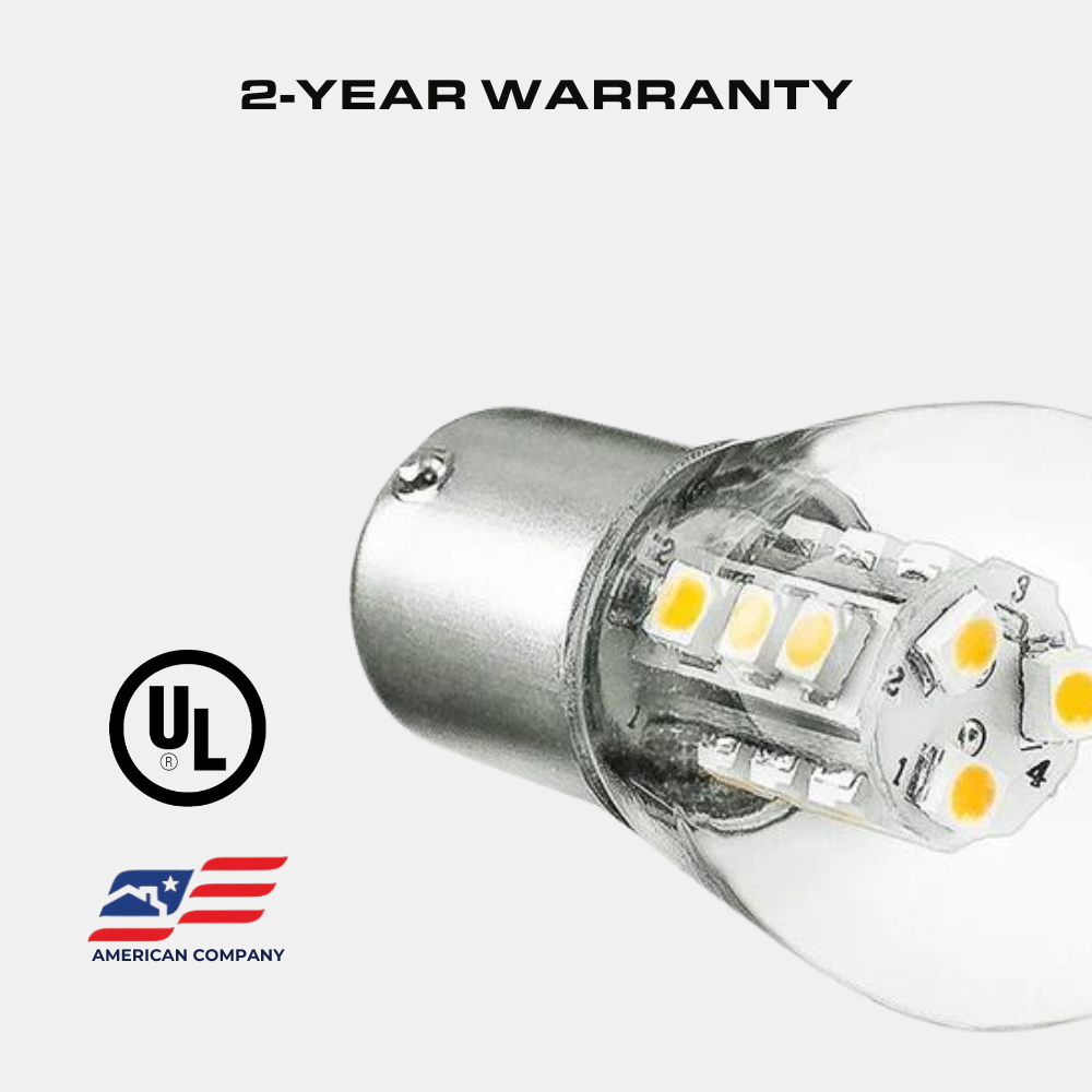 1156/1141/1003 1.5W LED S8 Bulb, Low Voltage 12V, Single Contact, BA15S Base, 3000K, 2 Pack
