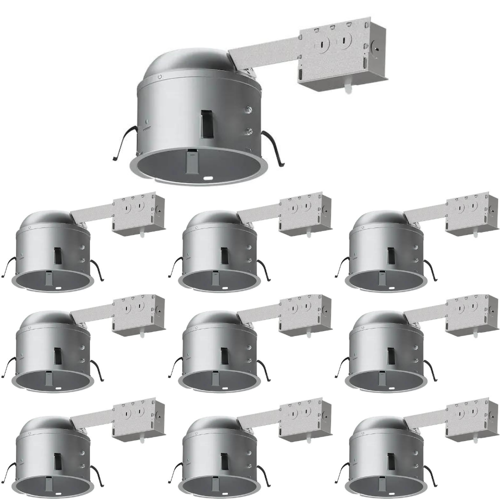 6 Inch Shallow Remodel LED Recessed Housing, IC Rated, Airtight, 10 Pack