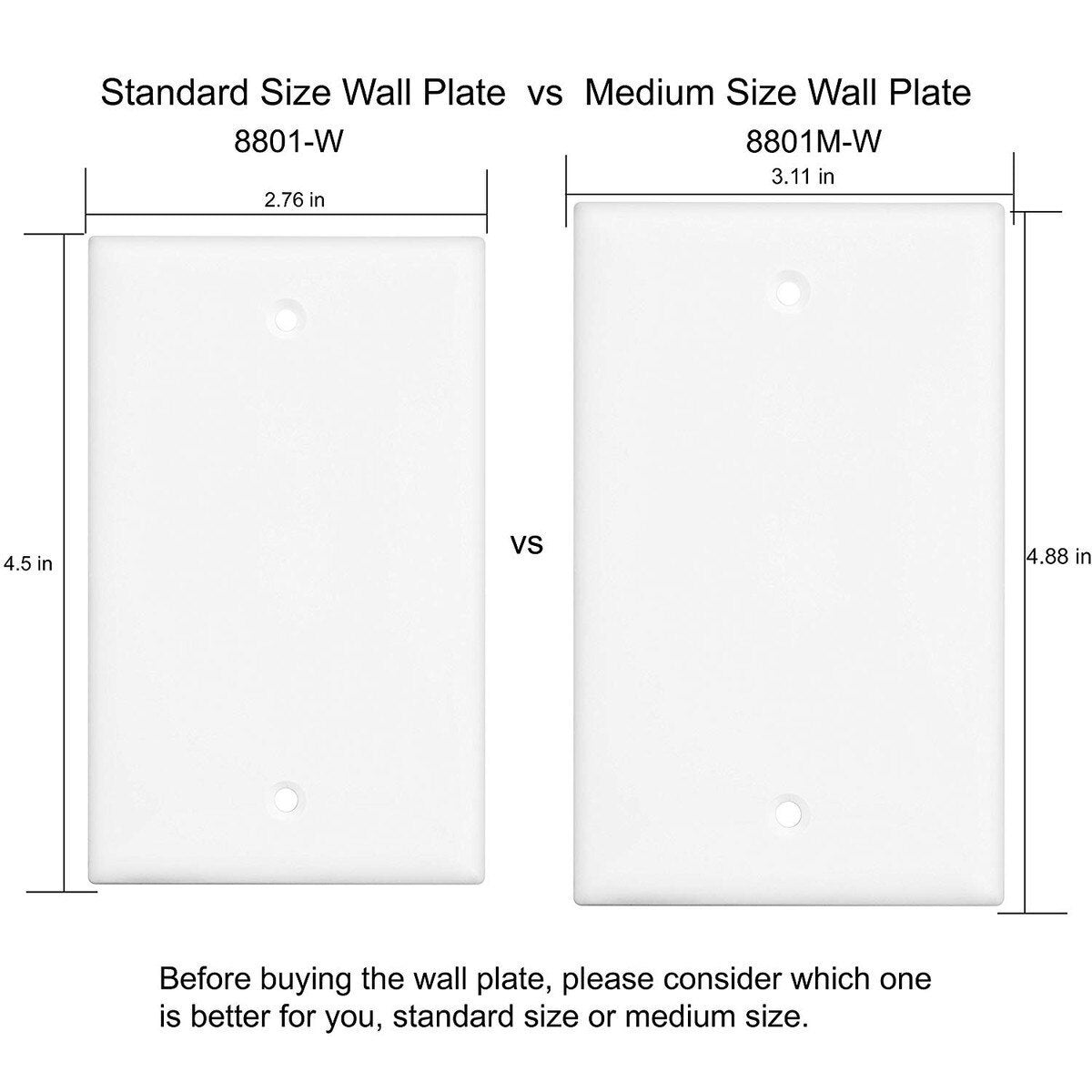 Blank Wall Plate - White - 1 Gang Mid Size Four Bros Lighting