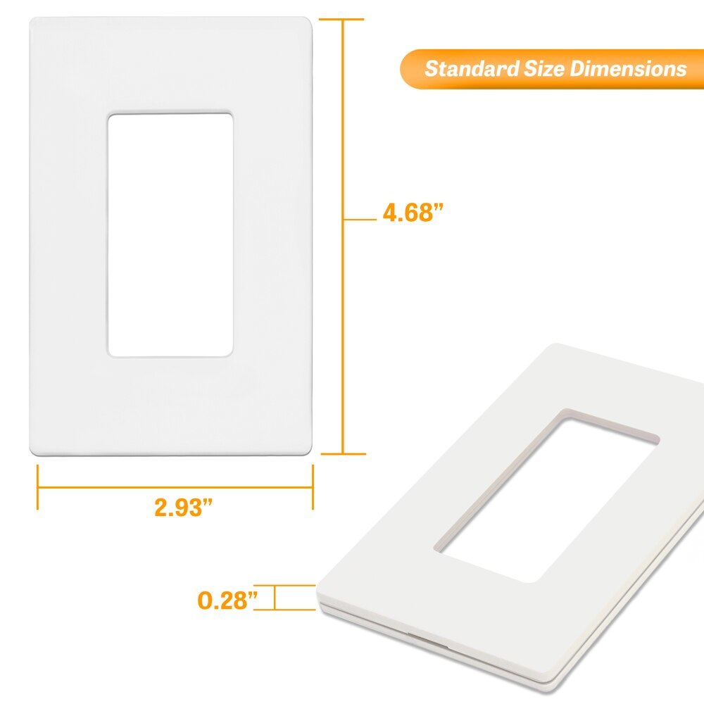 Screwless Decorator Wall Plate - White - 1 Gang Four Bros Lighting