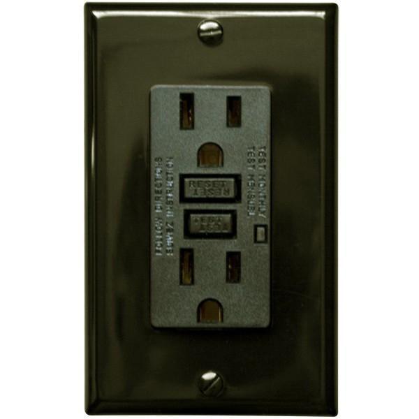 15 Amp Receptacle - GFCI Outlet - Brown - Wall Plate Included Four Bros Lighting