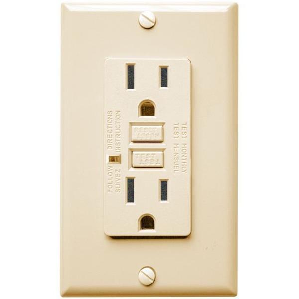 15 Amp Receptacle - GFCI Outlet - Ivory - Wall Plate Included Four Bros Lighting