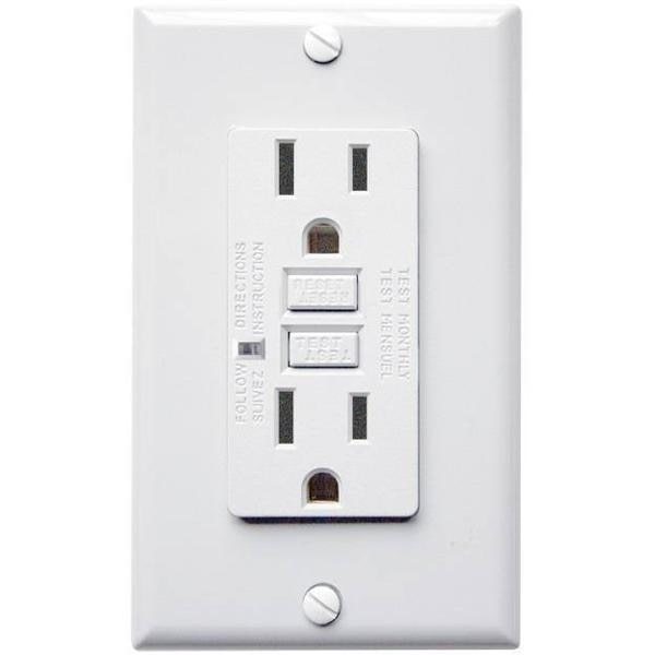 15 Amp Receptacle - GFCI Outlet - White - Wall Plate Included Four Bros Lighting