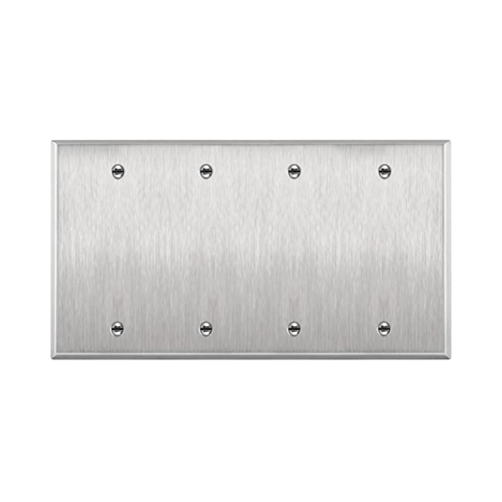 Blank Wall Plate - Stainless Steel - 4 Gang