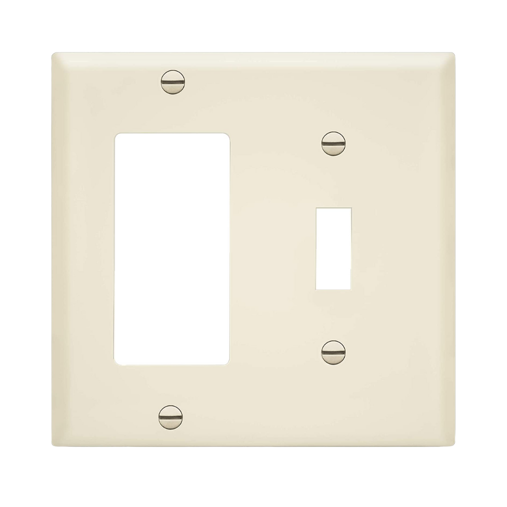2-GANG COMBINATION WALL PLATE, ONE TOGGLE, ONE DECORA, LIGHT ALMOND Four Bros Lighting