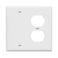 2-gang Combination Wall Plate, One Blank, One Duplex, White