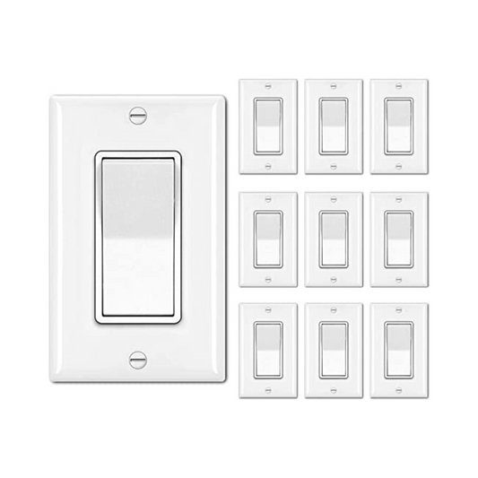 LED Dimmer Switch with Wall Plate, 3-Way, Single Pole, 150W, White, 10 Pack
