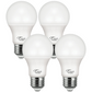 LED A19 Bulb, 9 Watt, 800 Lumen, 2700K, E26 Base, Damp Rated, 4 Pack