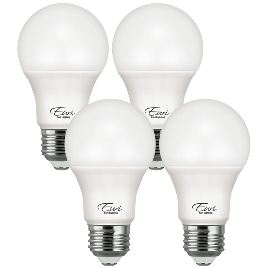 LED A19 Bulb, 9 Watt, 800 Lumen, 5000K, E26 Base, Damp Rated, 4 Pack