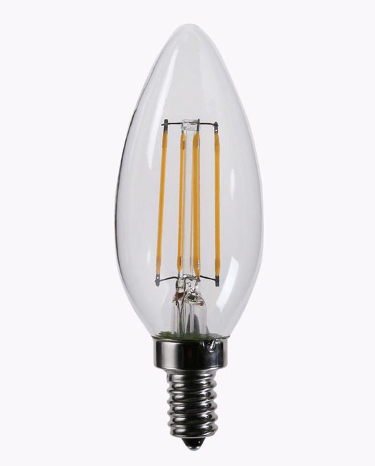 2 Watt LED Flame Tip Filament Candle Bulb - Dimmable - E12 Base - 2700K Warm White Four Bros Lighting