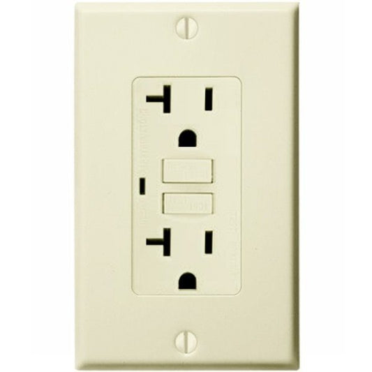 20 Amp Receptacle - GFCI Duplex Outlet - Almond - Wall Plate Included Four Bros Lighting
