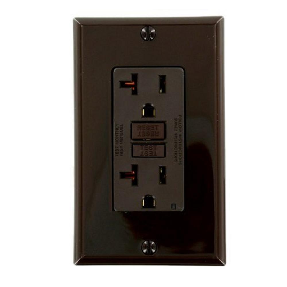 20 Amp Receptacle - GFCI Outlet - Brown - Wall Plate Included Four Bros Lighting
