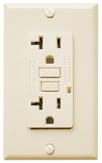 20 Amp Receptacle - GFCI Outlet - Ivory - Wall Plate Included Four Bros Lighting