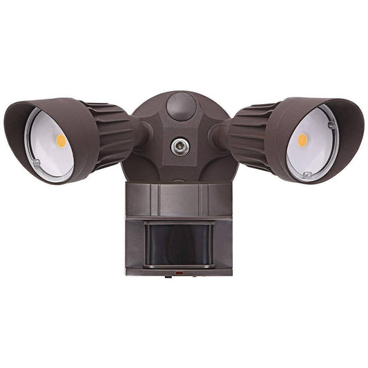 20W - Dual Head - LED Motion Sensor Security Light - Bronze- 5000K Four Bros Lighting