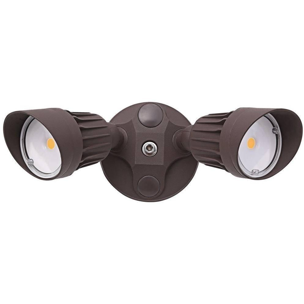 20W - Dual Head - LED Security Light - Weatherproof - Bronze - 5000K Four Bros Lighting