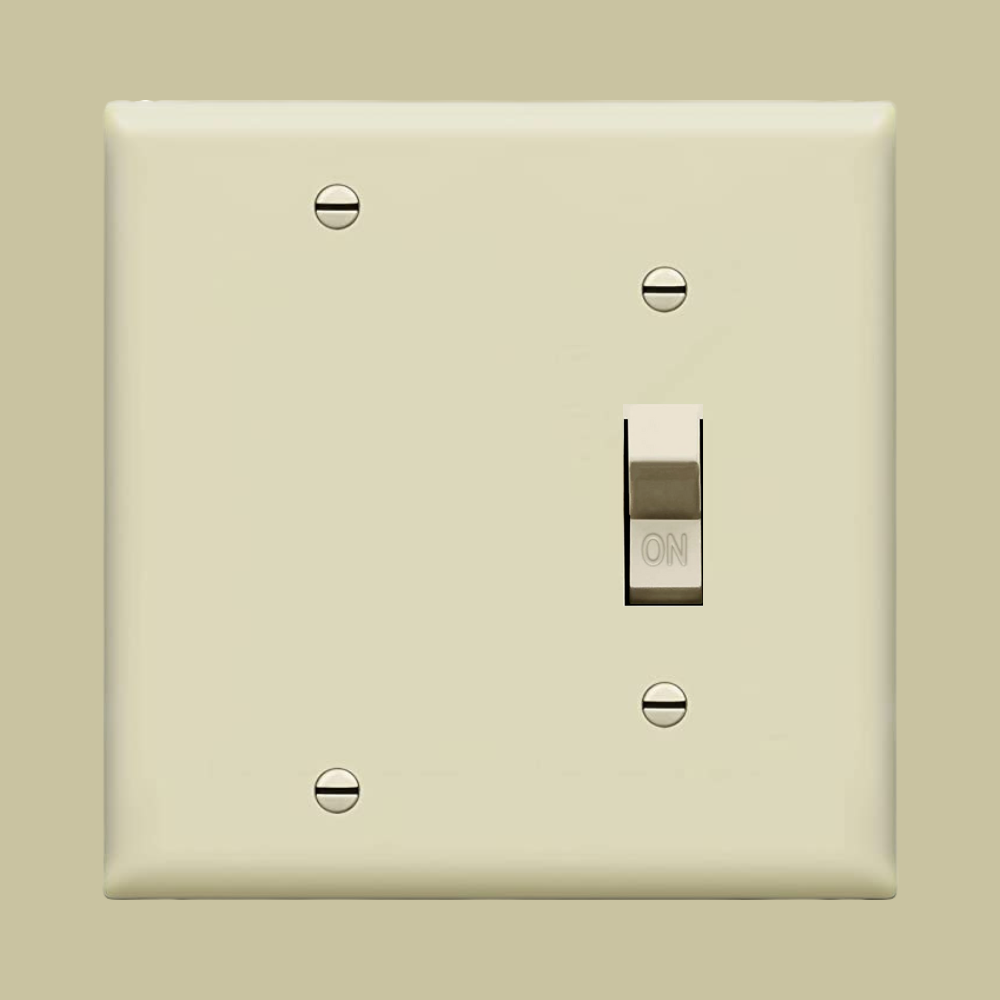 2-gang Combination Wall Plate, One Blank, One Toggle, Almond