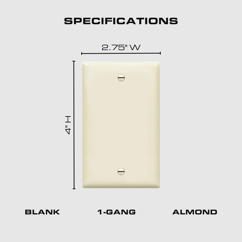 1-Gang Blank Wall Plate, Light Almond, 10 Pack