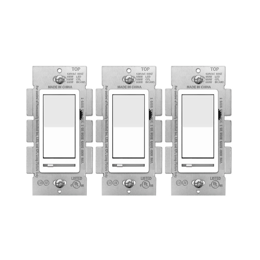 LED DIMMER SWITCH, 3-WAY, SINGLE POLE, 150W, WHITE, 3 PACK Four Bros Lighting