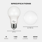 LED A19 Bulb, 9 Watt, 800 Lumen, 3000K, E26 Base, Damp Rated, 4 Pack