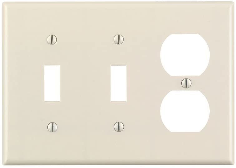 3-Gang Combination Wall Plate, Two Toggle, One Duplex, Almond Four Bros Lighting