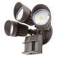 30W - Triple Head - LED Motion Sensor Security Light - Bronze- 5000K Four Bros Lighting