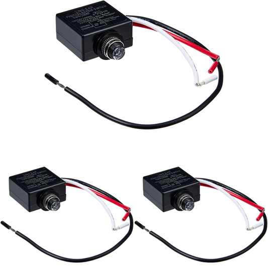 120V Dusk to Dawn Photocell Photoeye Light Sensor Switch, Auto On/Off, 3 Pack