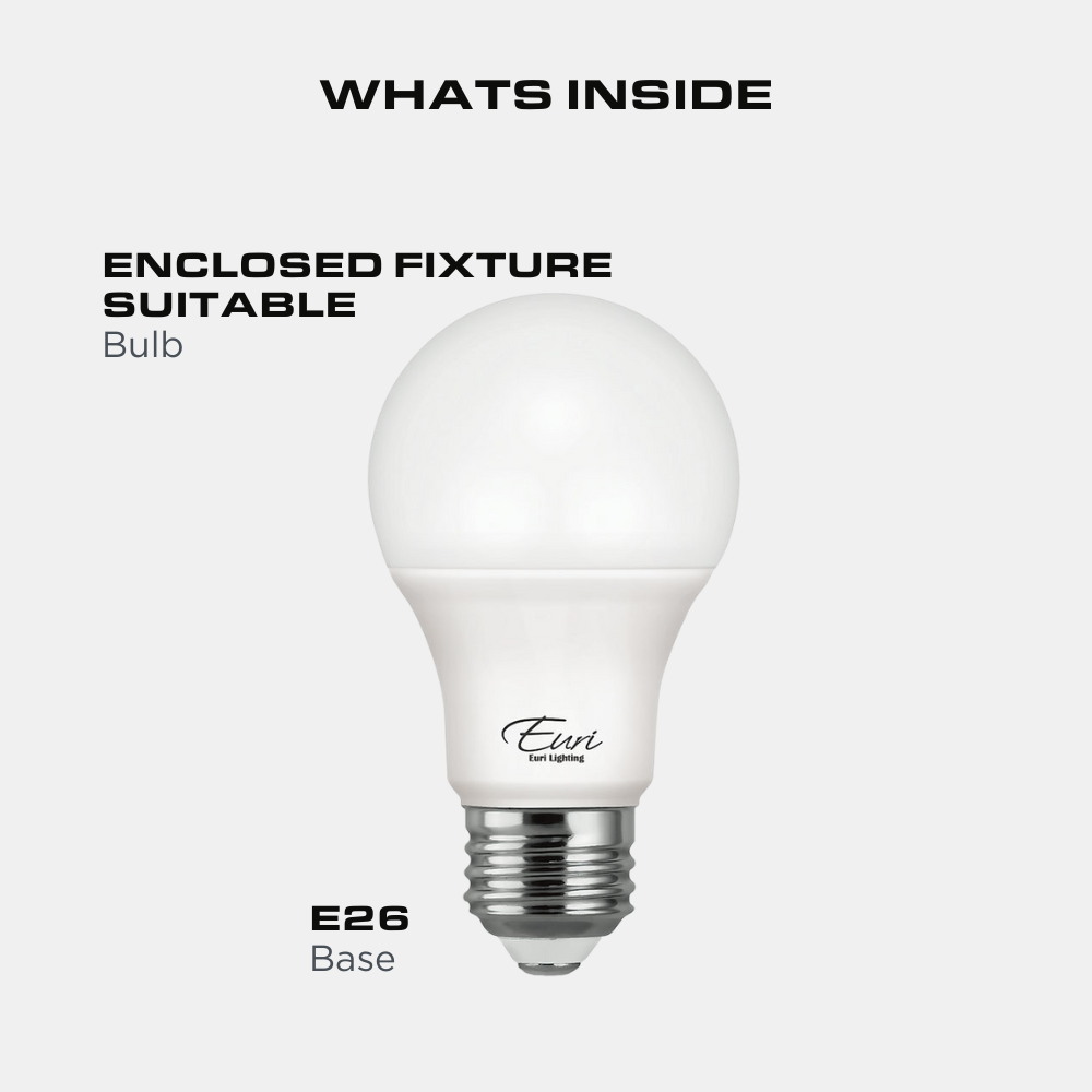 LED A19 Bulb, 9 Watt, 800 Lumen, 2700K, E26 Base, Damp Rated, 4 Pack