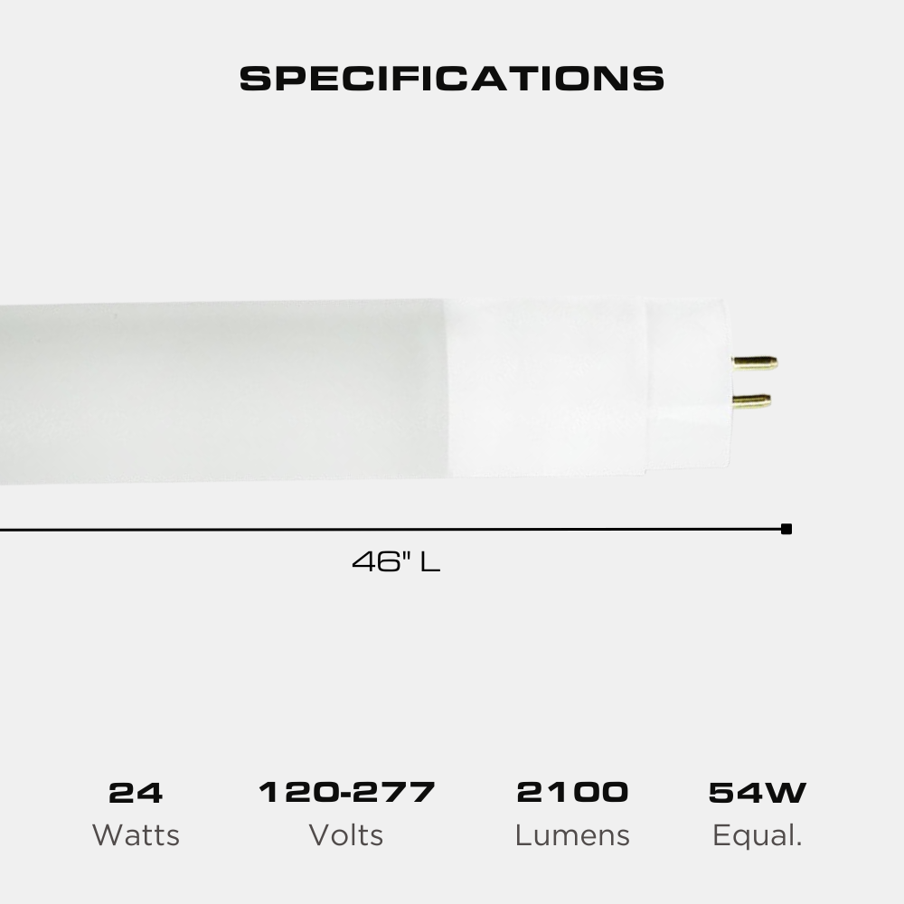 LED T5 Tube, 4 Feet, 24 Watt, 4000K, Type A Plug and Play, 2100 Lumens