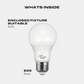 LED A19 Bulb, 9 Watt, 800 Lumen, 4000K, E26 Base, Damp Rated, 4 Pack