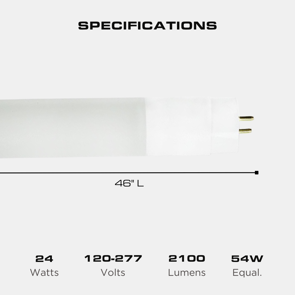 LED T5 Tube, 4 Feet, 24 Watt, 5000K, Type A Plug and Play, 2100 Lumens
