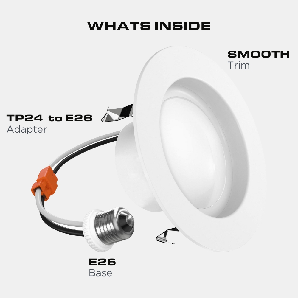 4 Inch LED Recessed Downlight, Smooth Trim, 3000K