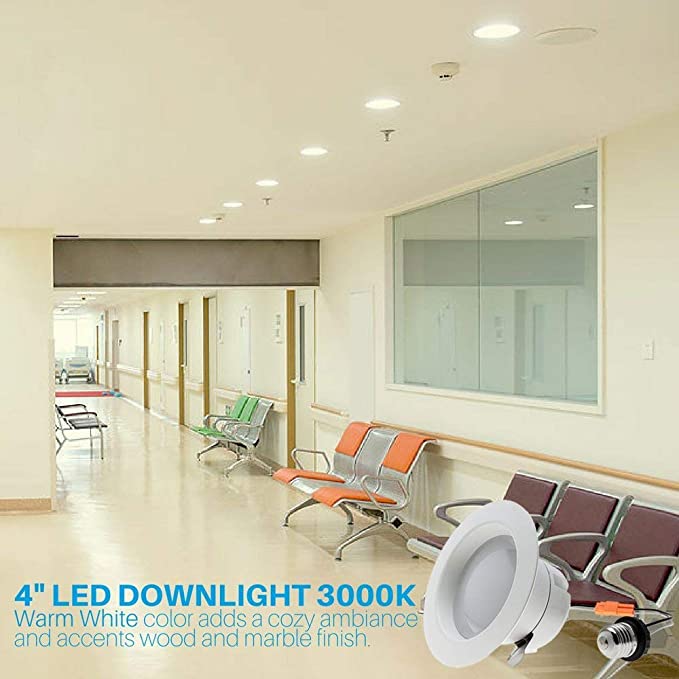 4 Inch LED New Construction LED Recessed Light Kits, IC Rated Housing and Dimmable LED Downlight, Damp Rated, 10W, 800lm, 3000K (Warm White), UL Listed, 12 Pack