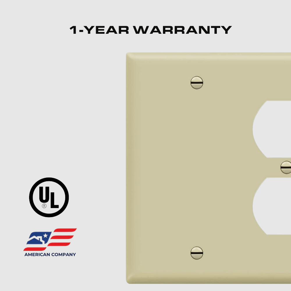 2-GANG COMBINATION WALL PLATE, ONE BLANK, ONE DUPLEX, IVORY Four Bros Lighting