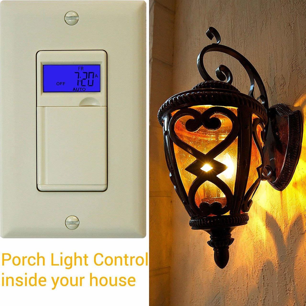 7 Days Digital in-Wall Programmable Timer Switch, Single Pole, Ivory