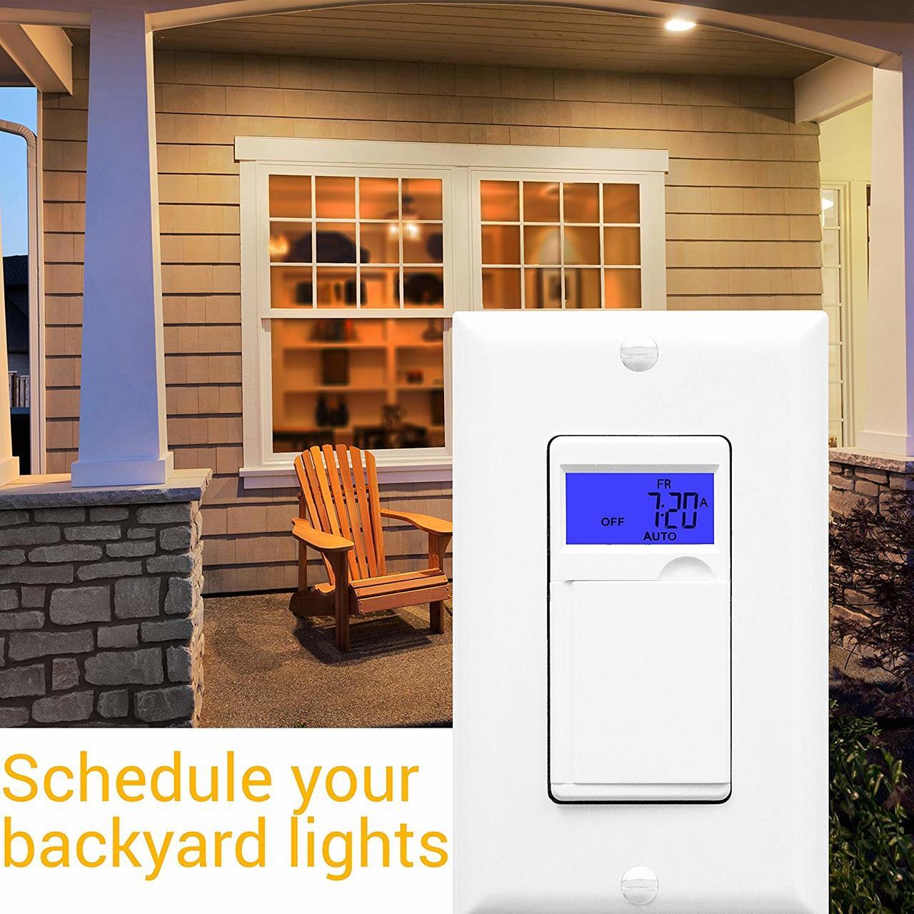 7 Days Digital in-Wall Programmable Timer Switch, Single Pole, White