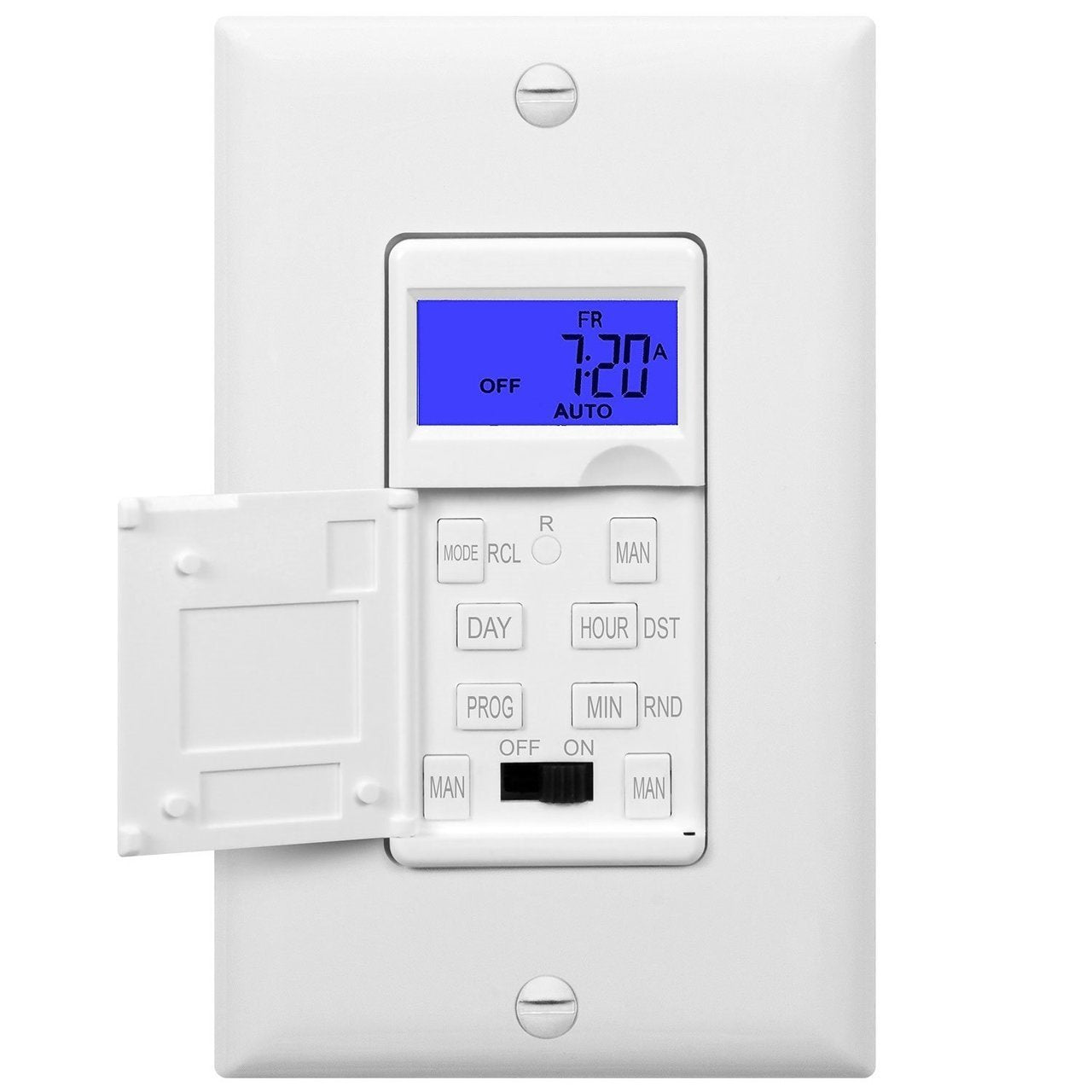 7 Days Digital in-Wall Programmable Timer Switch, Single Pole, White
