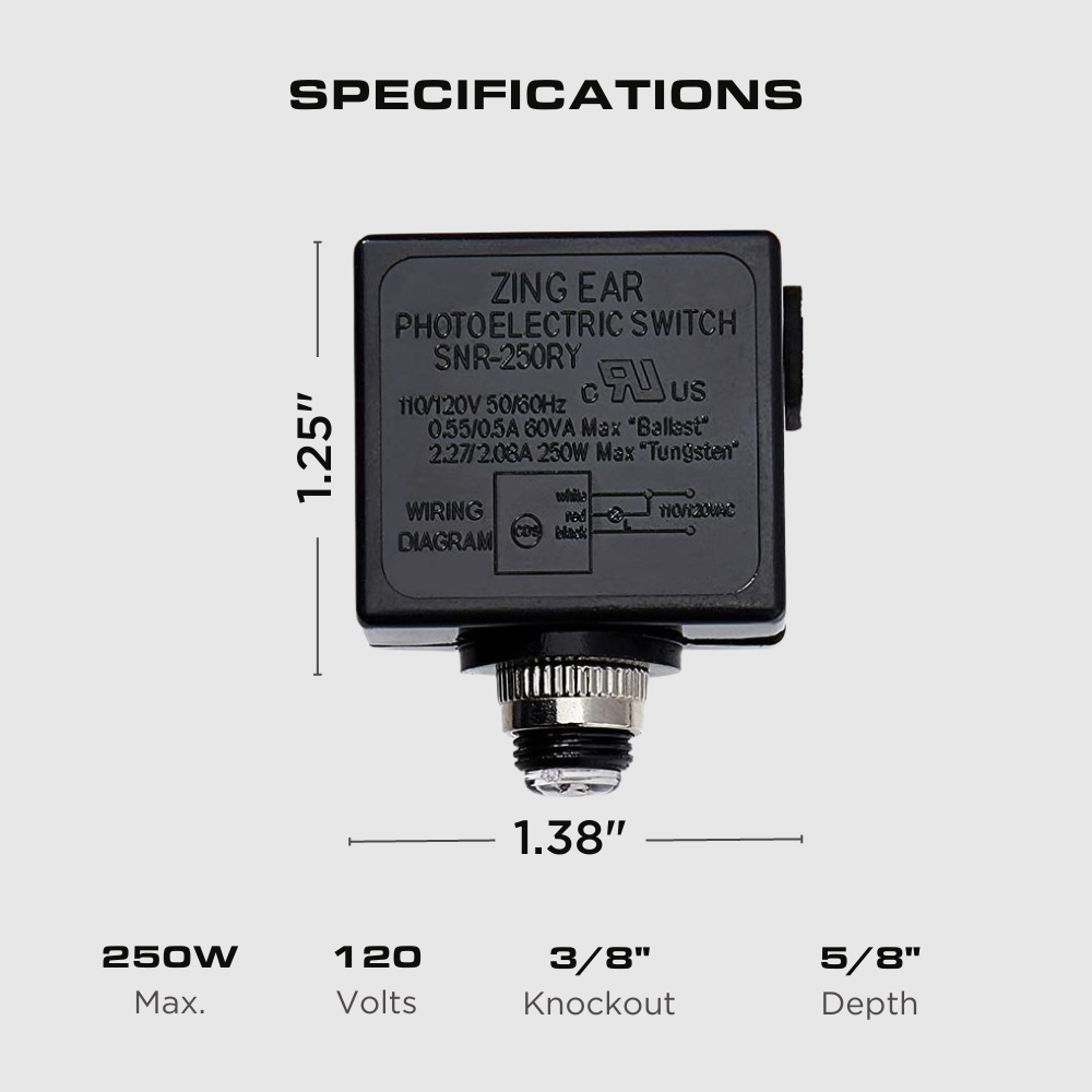 120V Dusk to Dawn Photocell Photoeye Light Sensor Switch, Auto On/Off, 2 Pack