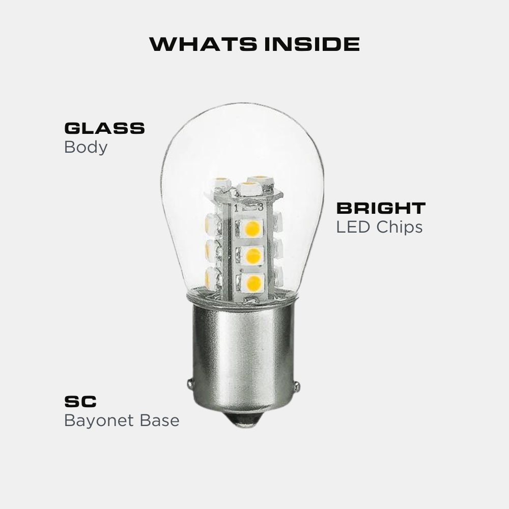 1156/1141/1003 1.5W LED S8 Bulb, Low Voltage 12V, Single Contact, BA15S Base, 3000K, 2 Pack
