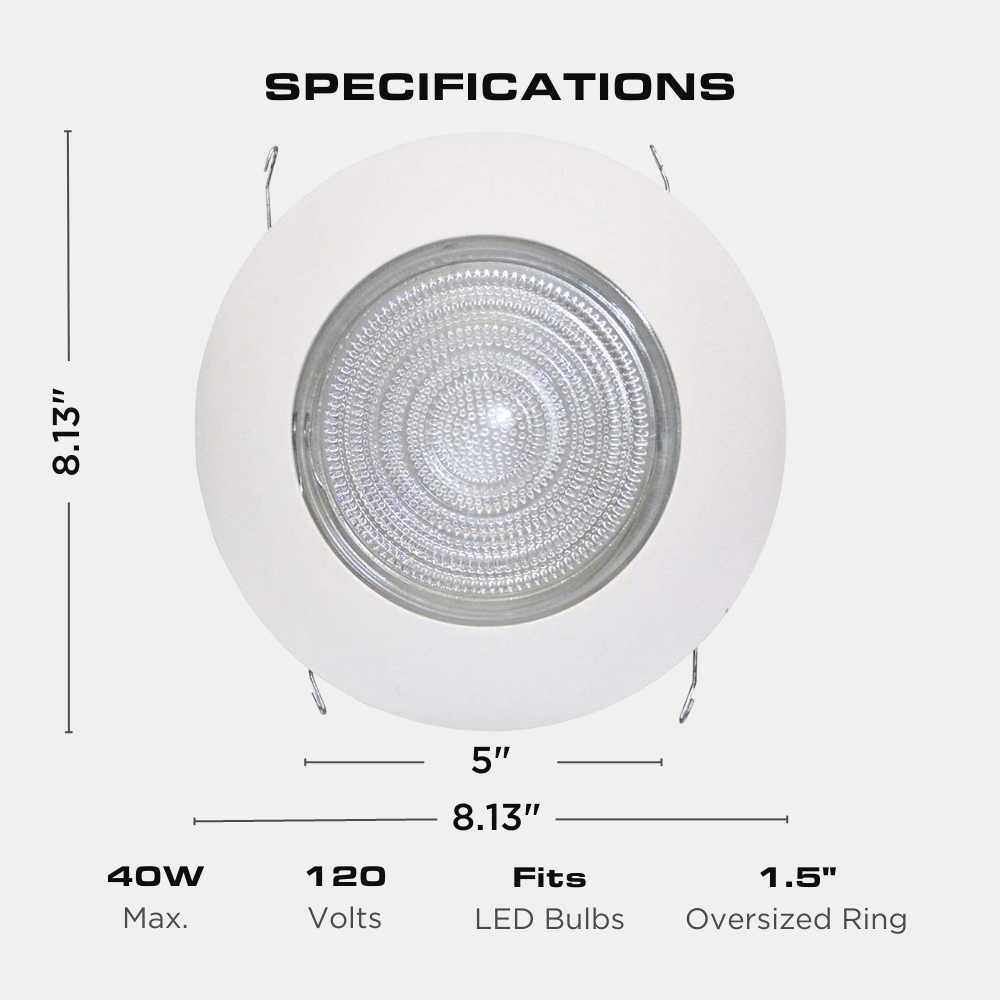 6" Inch Recessed Can Light Shower Fresnel Glass Lens, Wet Location