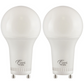 LED GU24 A19 Bulb, 8 Watt, 800 Lumen, 3000K, Dimmable, Damp Rated, 2 Pack