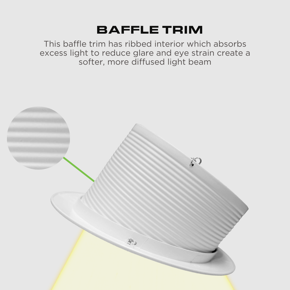 6 INCH SLOPED RECESSED BAFFLE TRIM, WHITE Four Bros Lighting