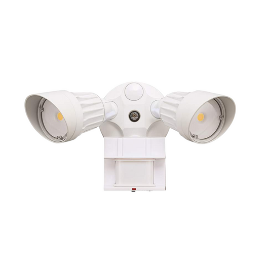 LED Security Light, 2 Light, Motion Sensor, White, Dual Color Temperature, 5000K & 3000K