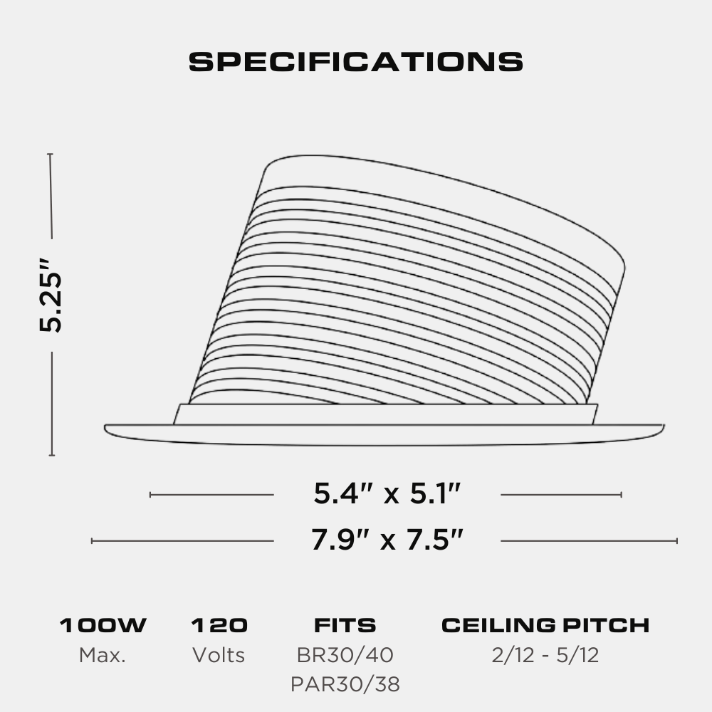 6 Inch Sloped Recessed Baffle Trim, White