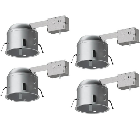 6 Inch Shallow Remodel LED Recessed Housing, IC Rated, Airtight 4 Pack