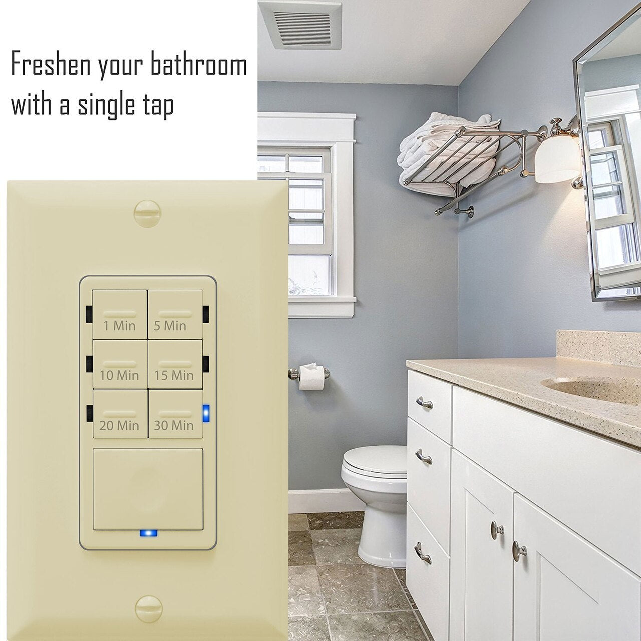 Countdown Timer Switch for bathroom fans and household lights, Ivory