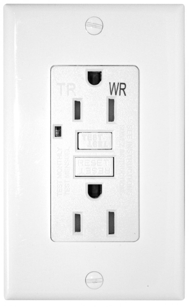 GFCI Receptacle - 15 Amp - Tamper/Weather Resistant - White Four Bros Lighting
